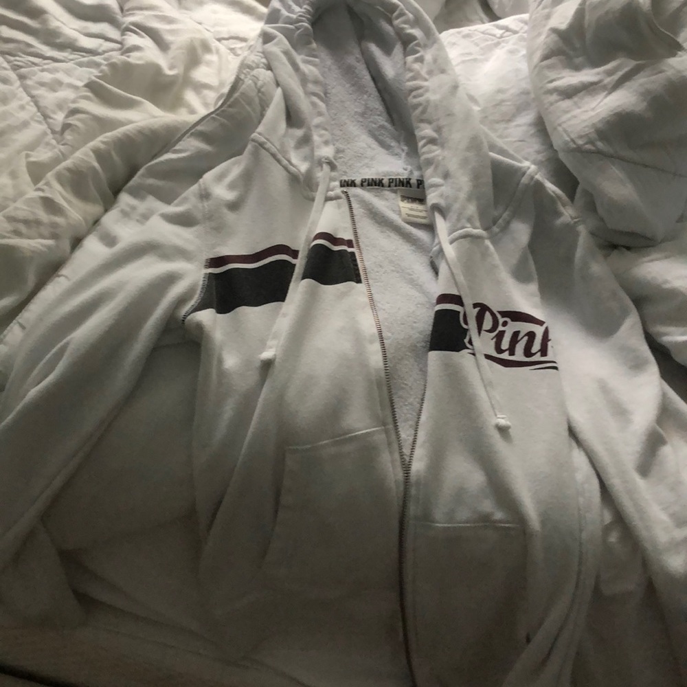 Pink Hoodie with Logo (maroon and white)